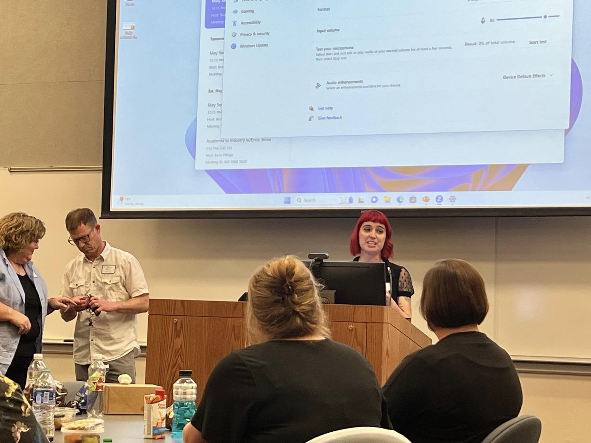 PhD student giving a presentation